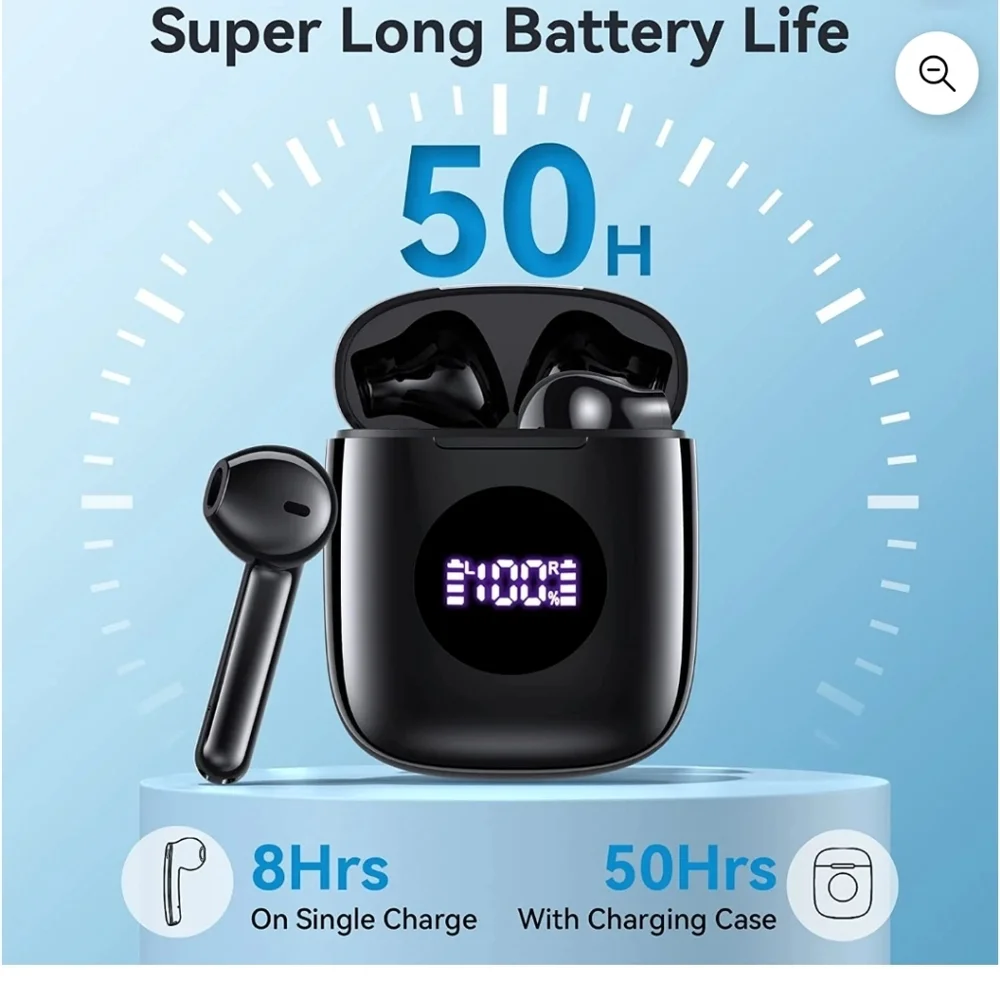 Veatool Bluetooth Headphones V5.3 Wireless Earbuds 50Hrs Battery Life with Charg